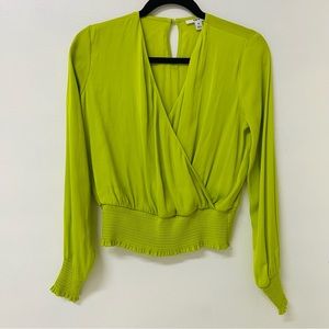 Bar III Smocked Surplice Top